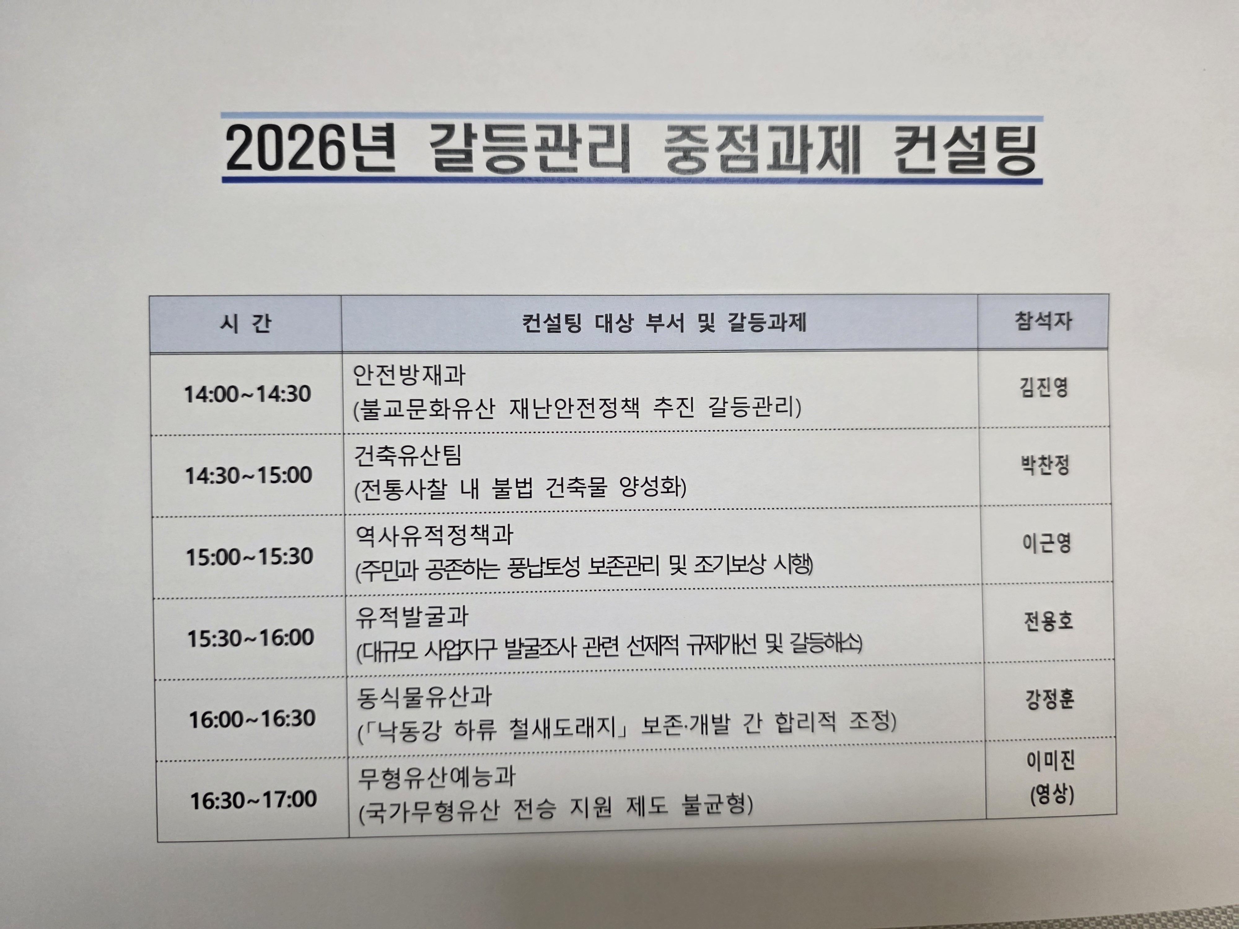 260629 국가유산청 1차 갈등관리 컨설팅  대표이미지